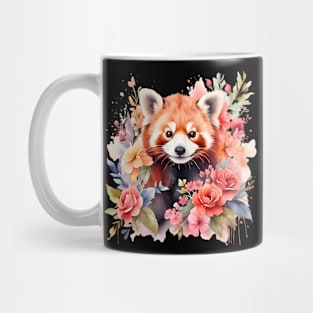 A red panda decorated with beautiful watercolor flowers Mug